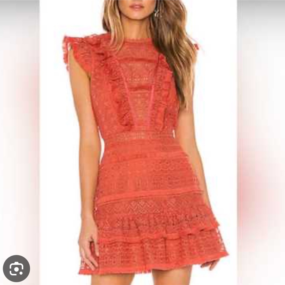 SAYLOR Orange Mini Sundress Crew Neck